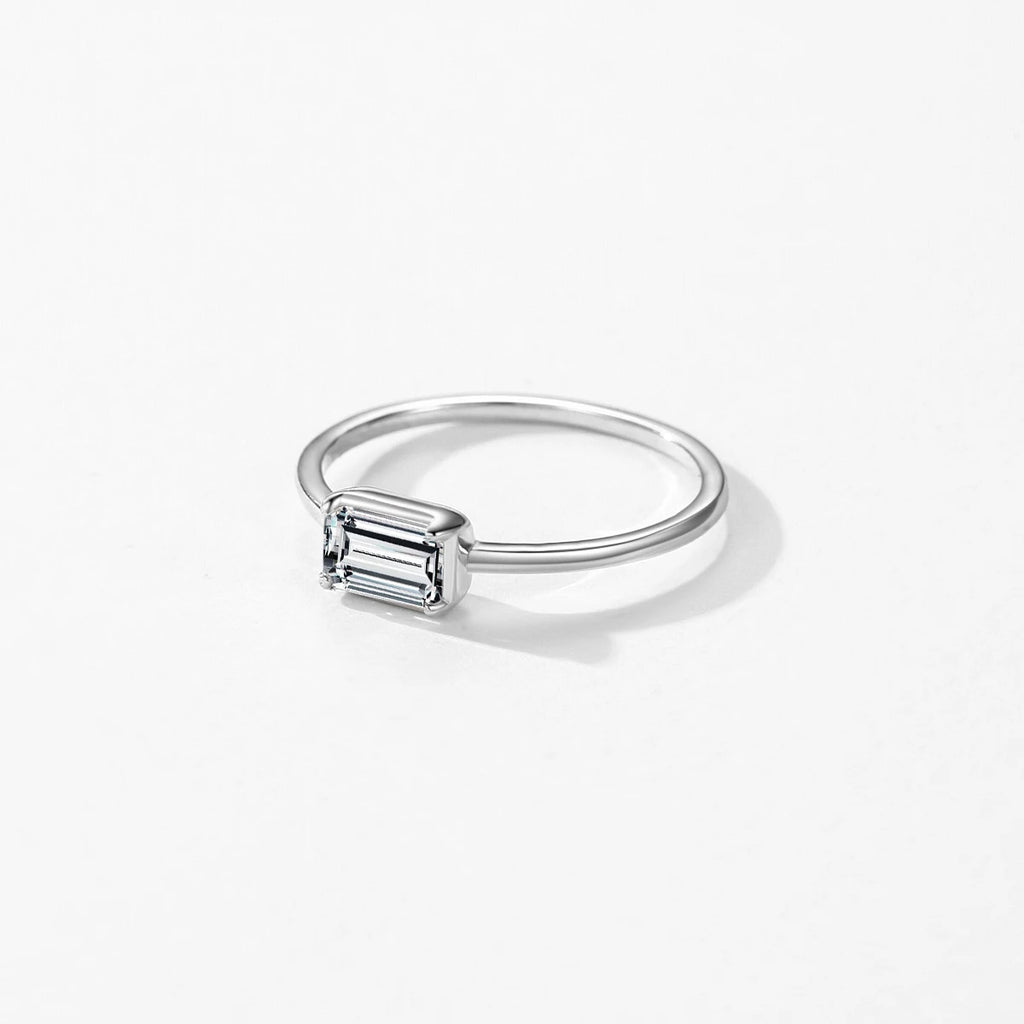 Emerald Cut Rectangle CZ Ring.