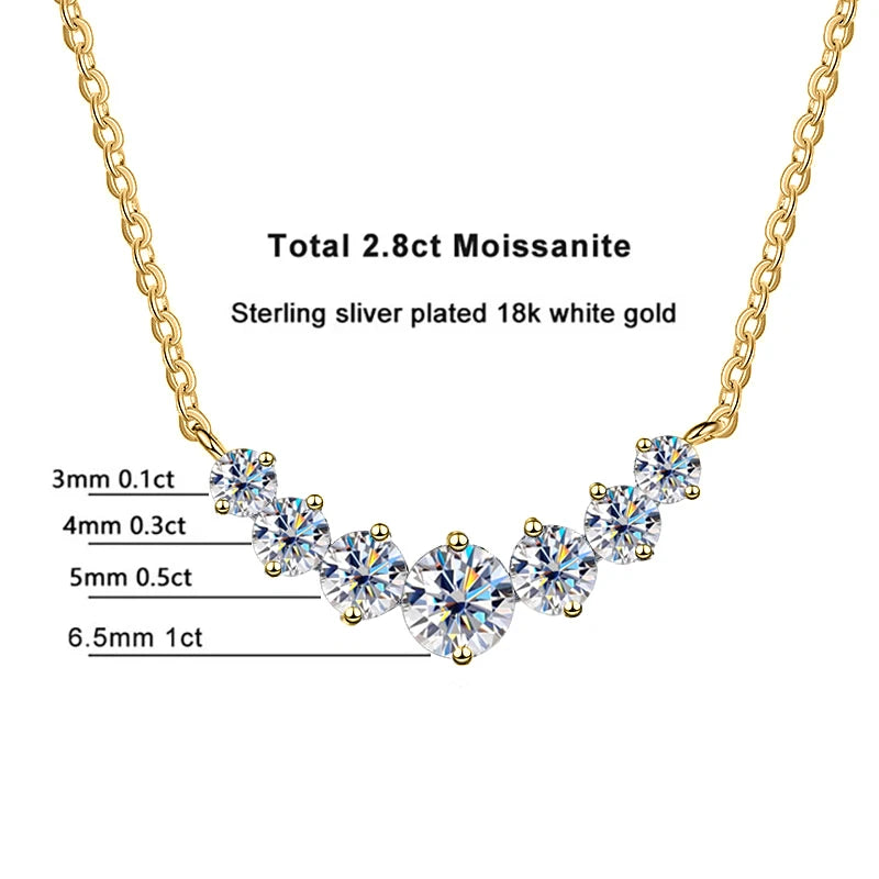 All D VVS1 Moissanite Necklace For Women GRA Certified 18k Yellow Gold Plated 925 Sterling Sliver Wedding Fine Jewely