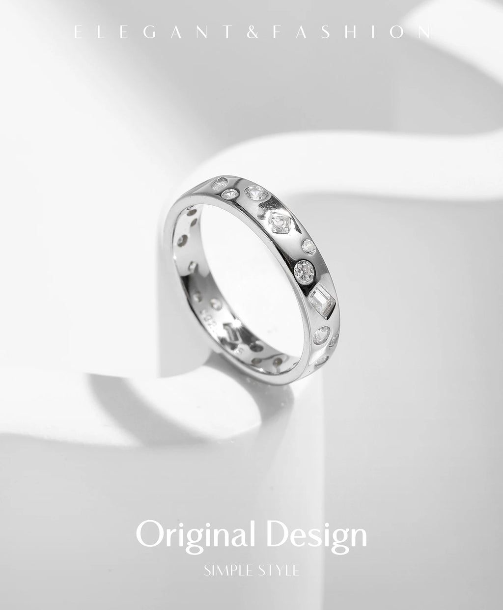 Geometric Dazzling CZ Ring.