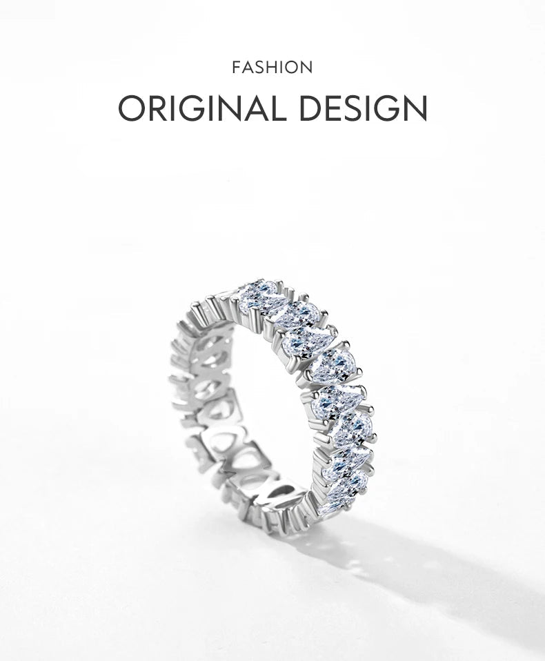 Water Drop Clear Zircon Sparkling Prong Setting Ring.