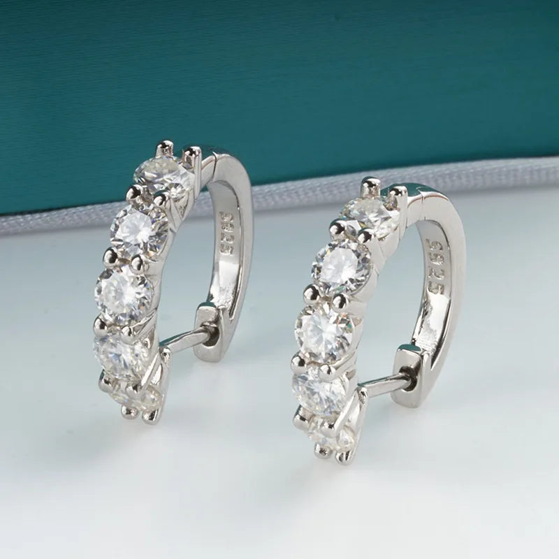 Moissanite  Ear Studs 1CT/2CT Round Cut Ear-Hooks