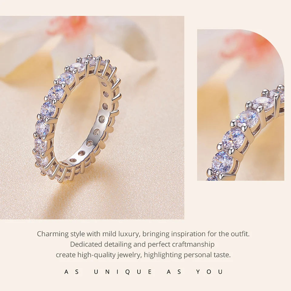Moissanite Ring platinum plated on starling silver S925