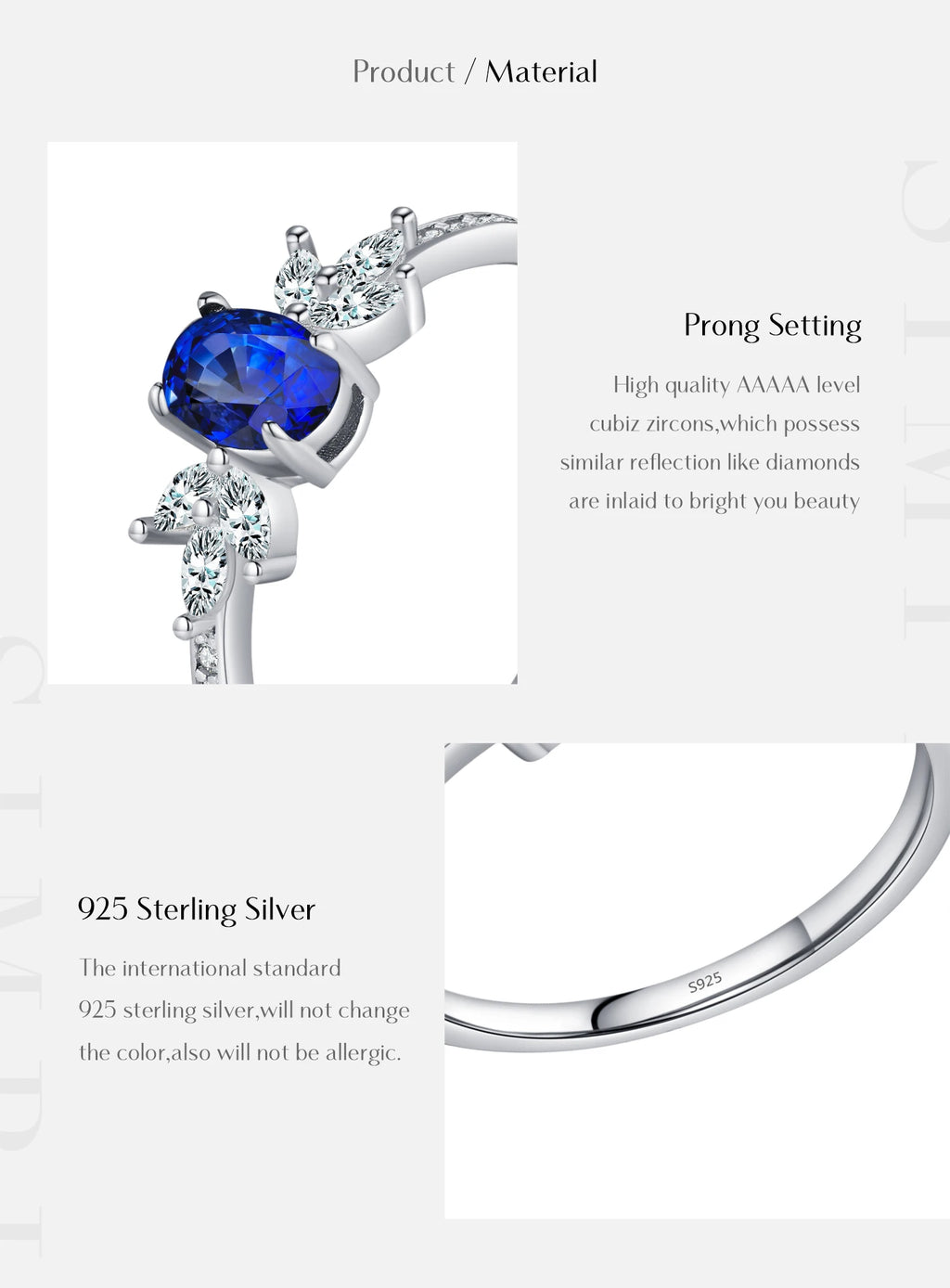 Classic Oval Royal Blue Cubic Zirconia Ring
