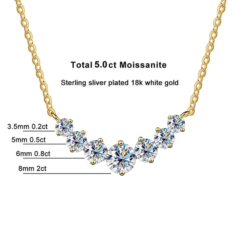 All D VVS1 Moissanite Necklace For Women GRA Certified 18k Yellow Gold Plated 925 Sterling Sliver Wedding Fine Jewely