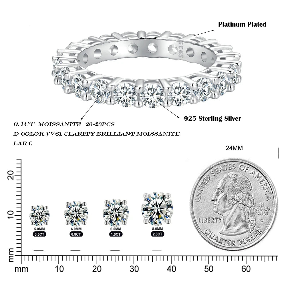 Moissanite Ring platinum plated on starling silver S925
