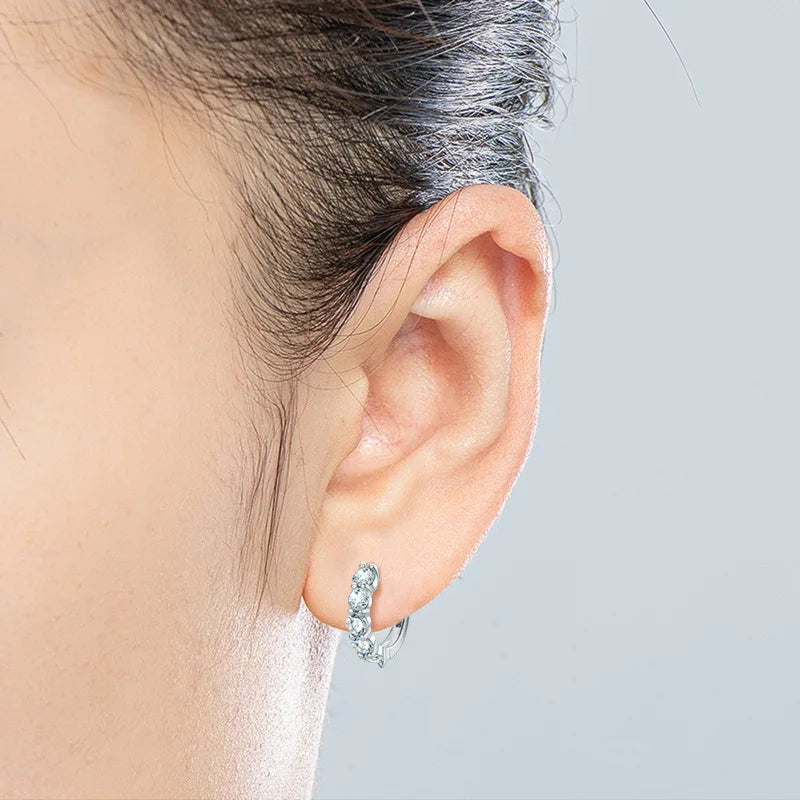 Ear-Hoops with 3mm Moissanite Earrings.