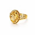 Yellow Gold Citrine Ring in 925 Sterling Silver
