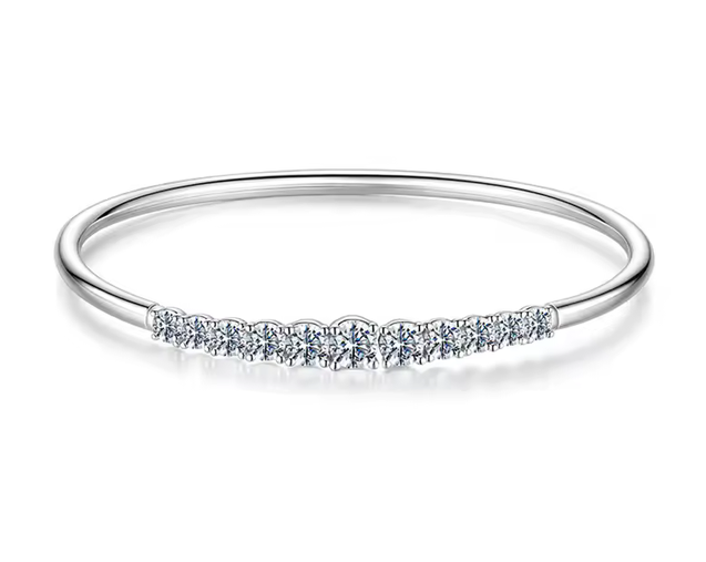 Moissanite Tennis Bangle — 925 Sterling Silver