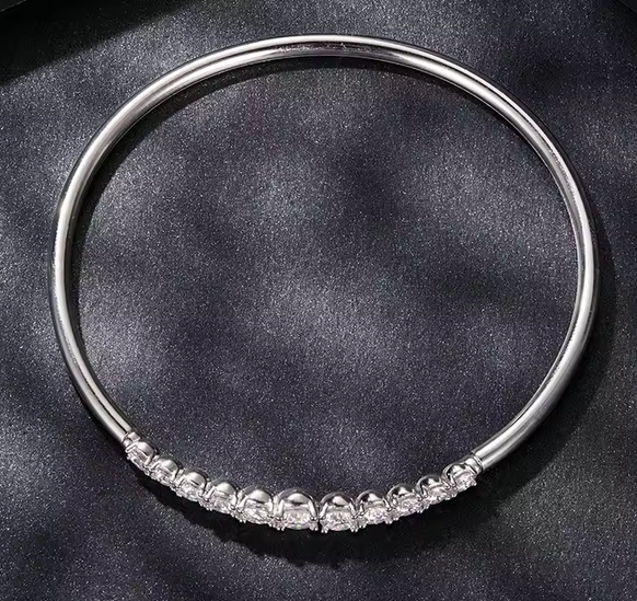 Moissanite Tennis Bangle — 925 Sterling Silver