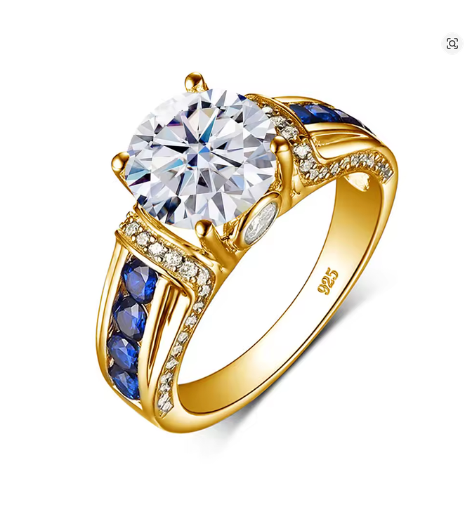 Moissanite & Sapphire Ring
