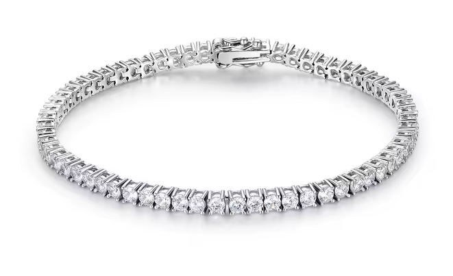 Sterling Silver 925 3 mm Lab Grown Tennis Bracelet