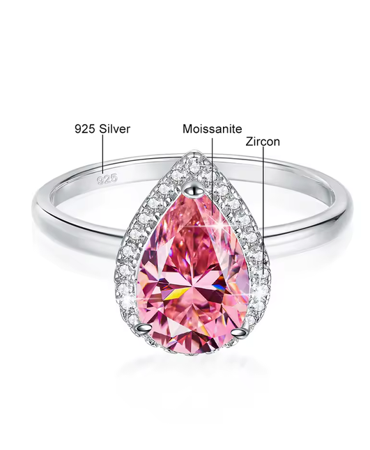 Pink Tear Moissanite Ring