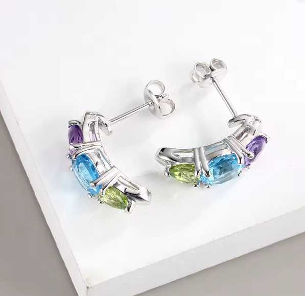 Natural Gemstone Drop Earrings