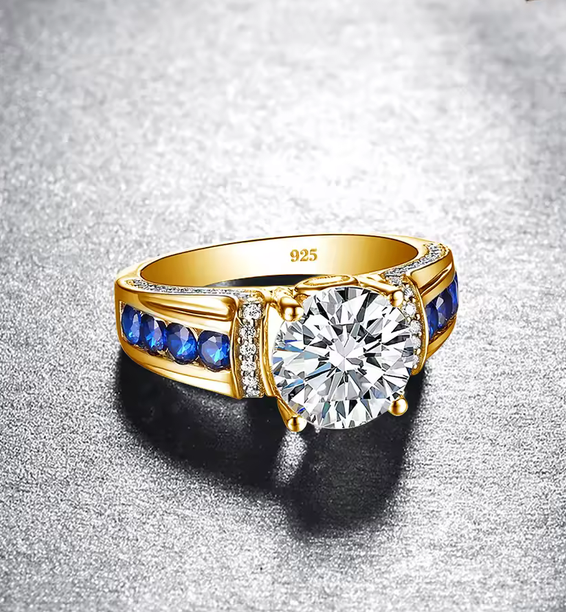 Moissanite & Sapphire Ring