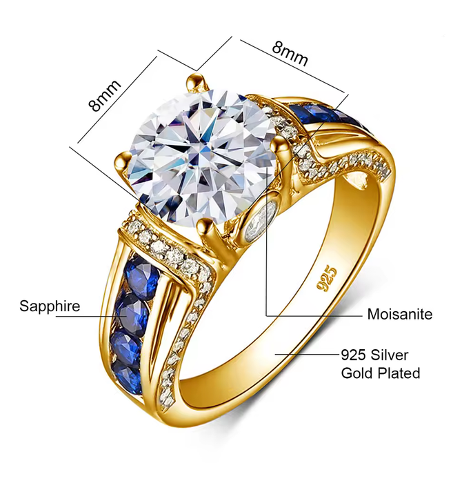 Moissanite & Sapphire Ring