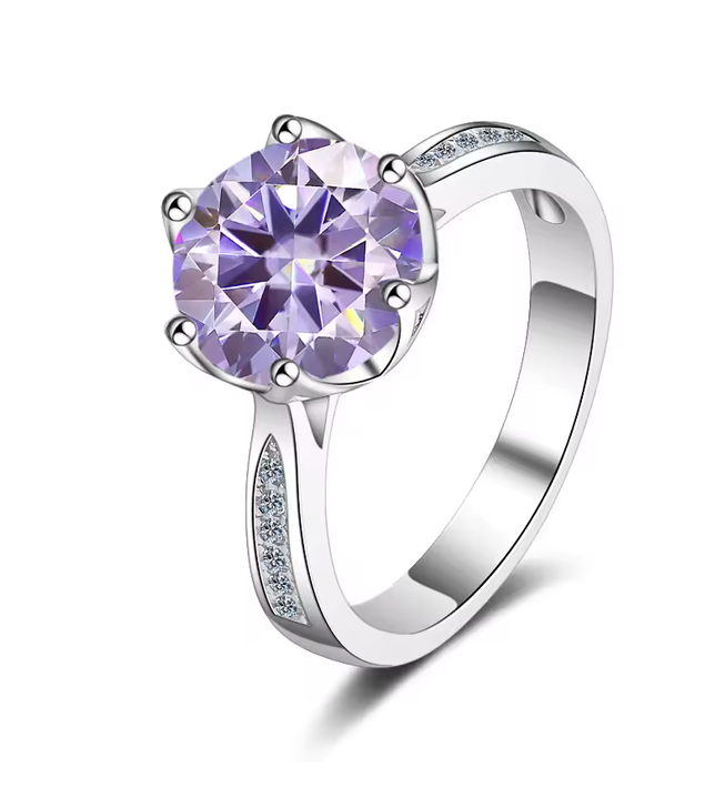 Bud Purple Ring in 925 Sterling Silver Moissanite