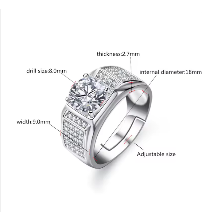 Round Moissanite Ring in 925 Sterling Silver Classic