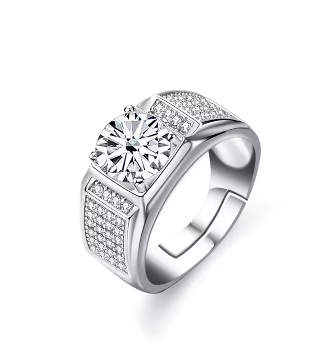 Round Moissanite Ring in 925 Sterling Silver Classic