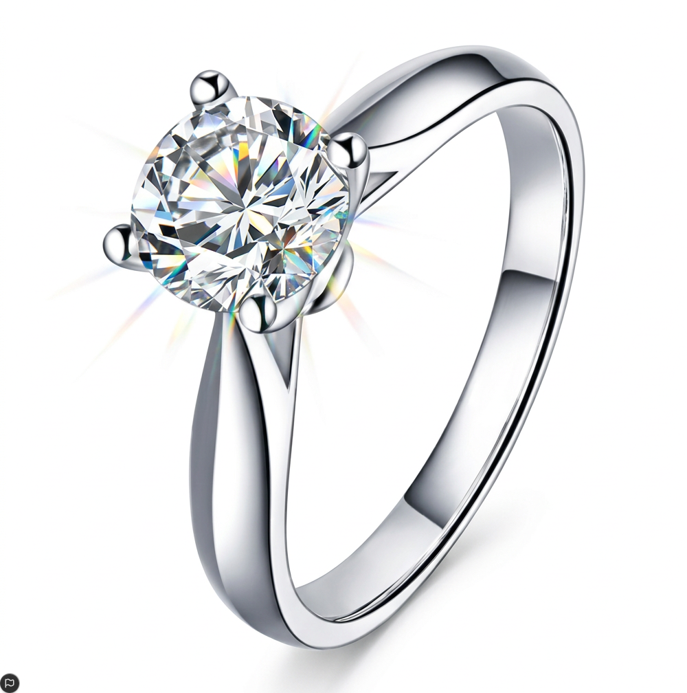 1ct Total Weight Moissanite Ring in 925 Sterling Silver