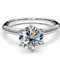 Moissanite round Ring 925 Sterling Silver