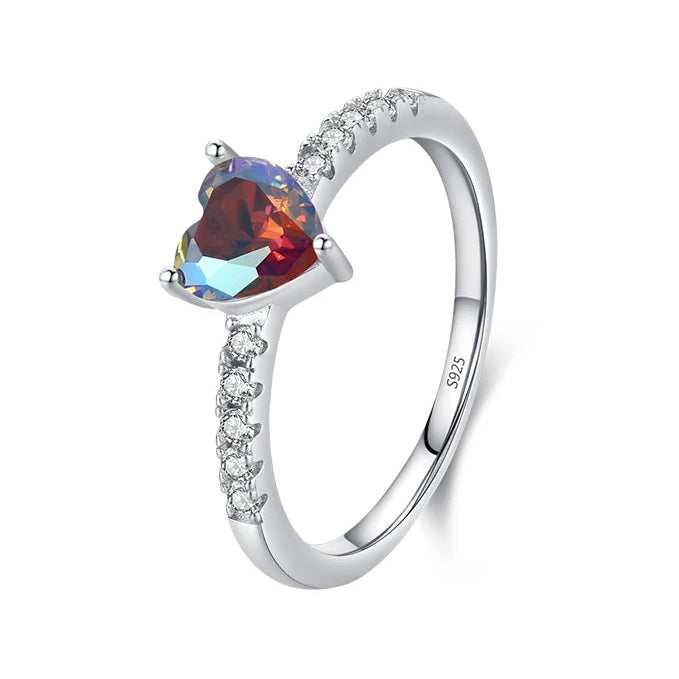 Color Geometric Heart Cubic Zirconia Cocktail Rings.