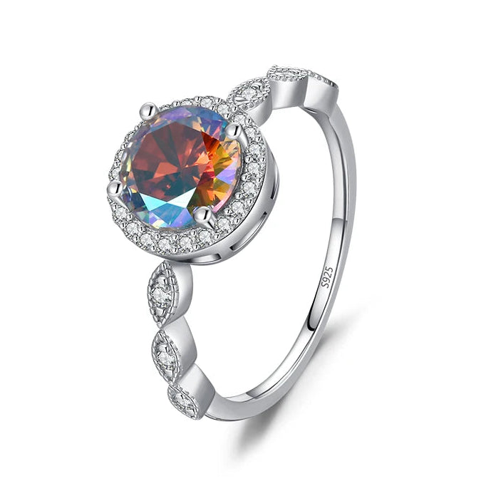 Color Geometric Heart Cubic Zirconia Cocktail Rings.