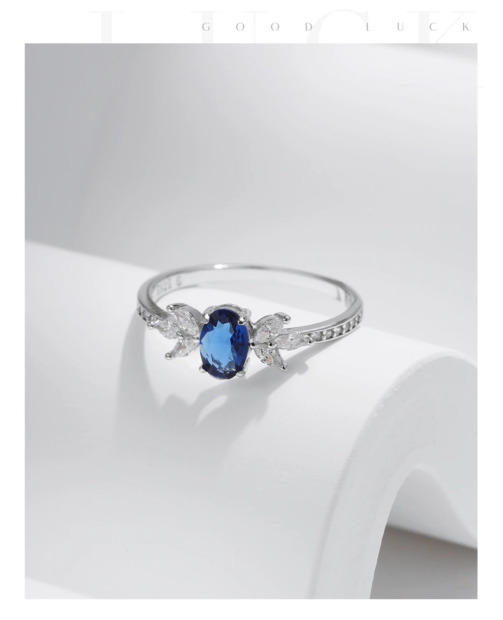 Classic Oval Royal Blue Cubic Zirconia Ring