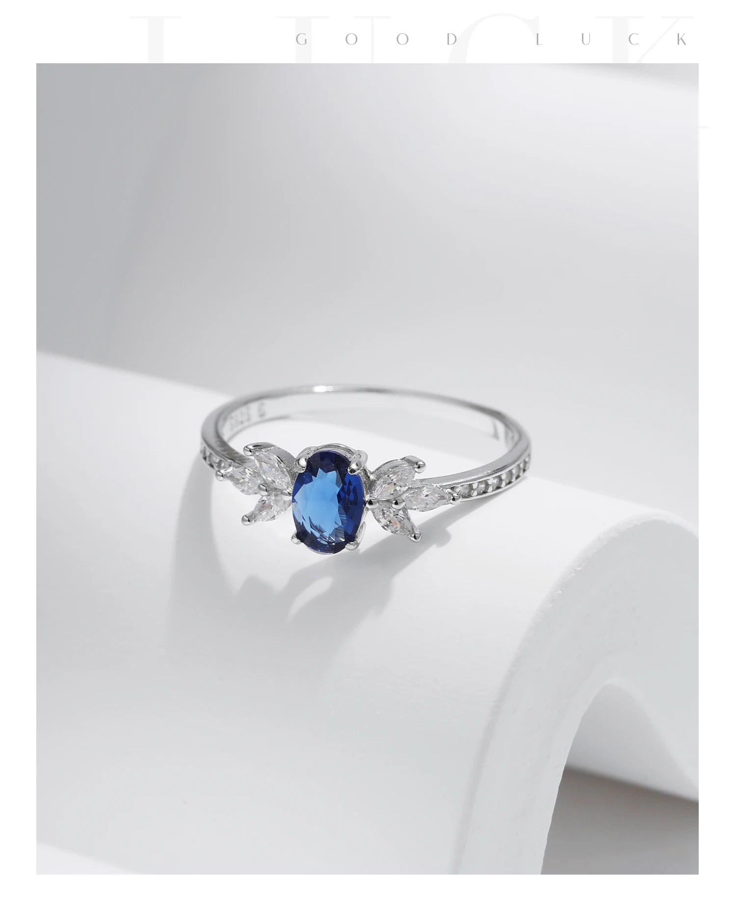 Classic Oval Royal Blue Cubic Zirconia Ring