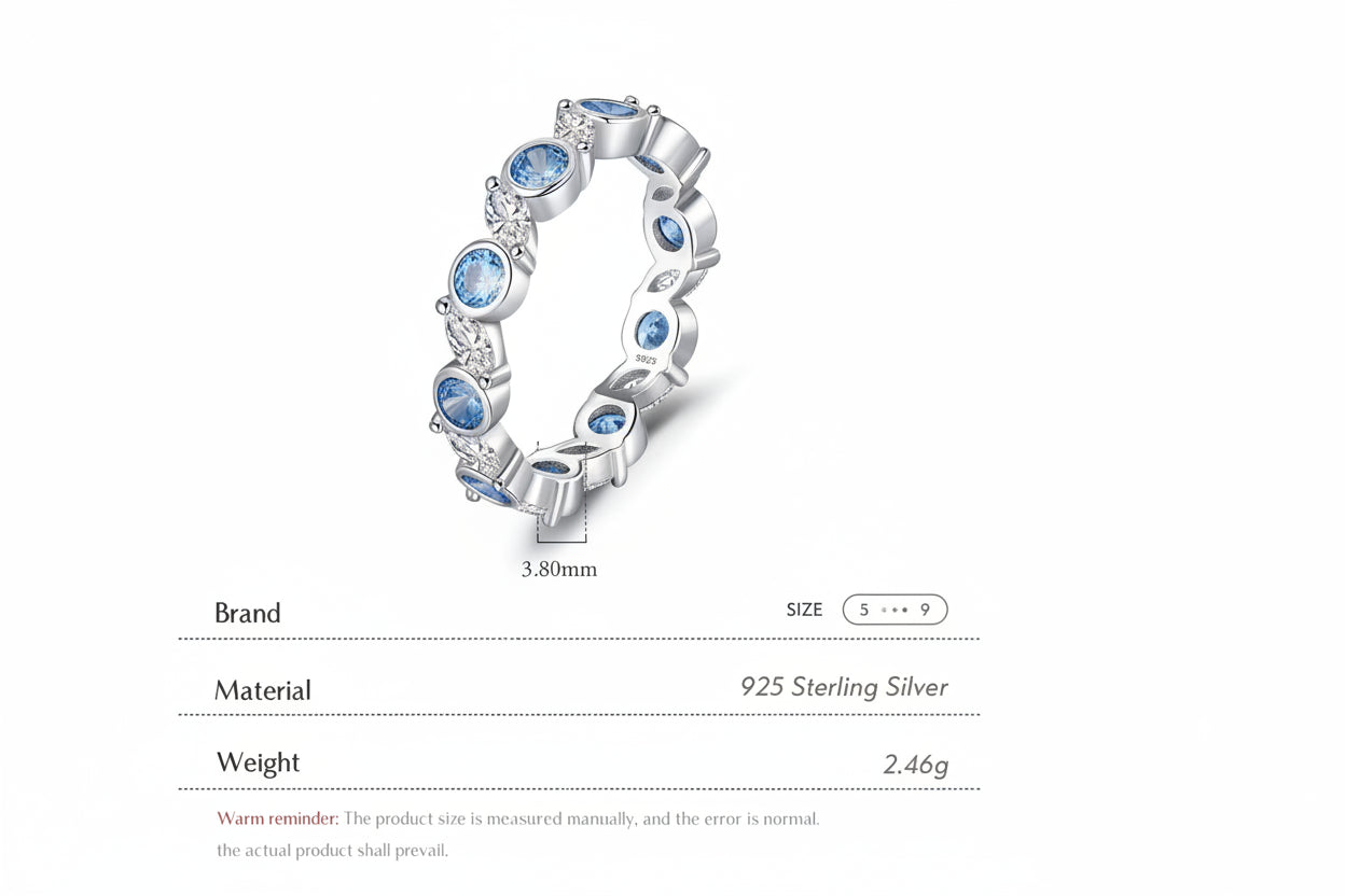 Ocean Round Blue CZ Eternal Ring.