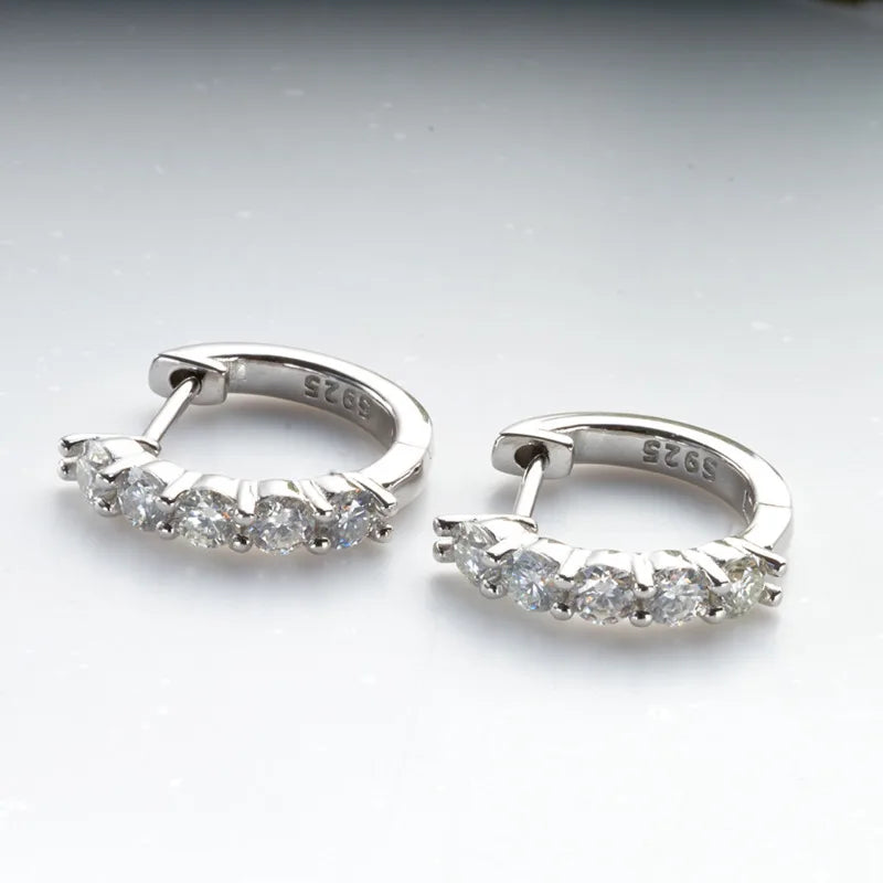 Moissanite  Ear Studs 1CT/2CT Round Cut Ear-Hooks