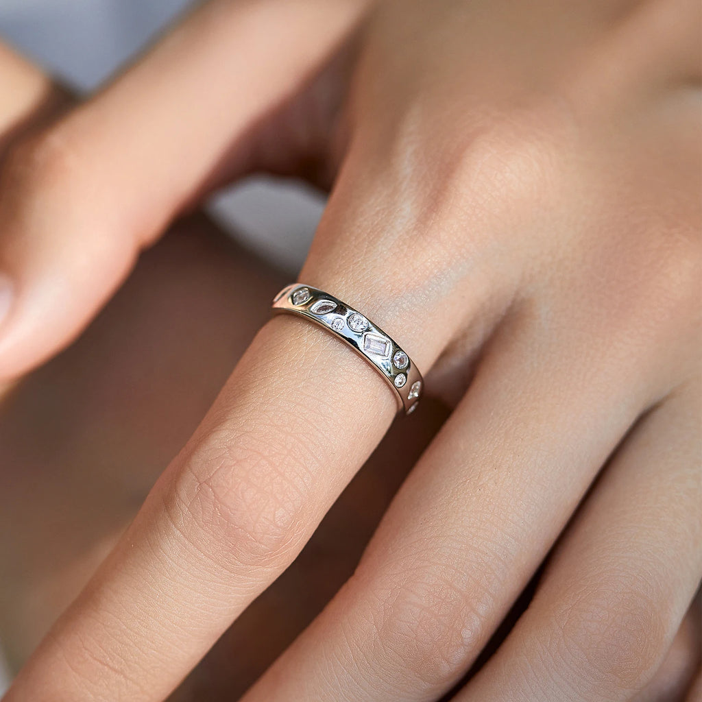 Geometric Dazzling CZ Ring.