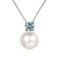 8mm Pearl Pendant in 925 Sterling Silver Moissanite Necklace