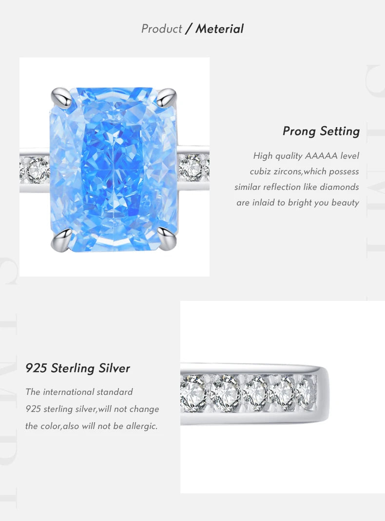 Luxury High Quality Rectangle Crushed Ice Cut Zirconia Ring.
