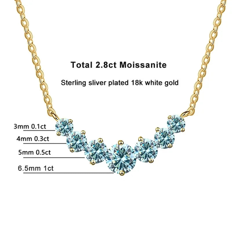 All D VVS1 Moissanite Necklace For Women GRA Certified 18k Yellow Gold Plated 925 Sterling Sliver Wedding Fine Jewely