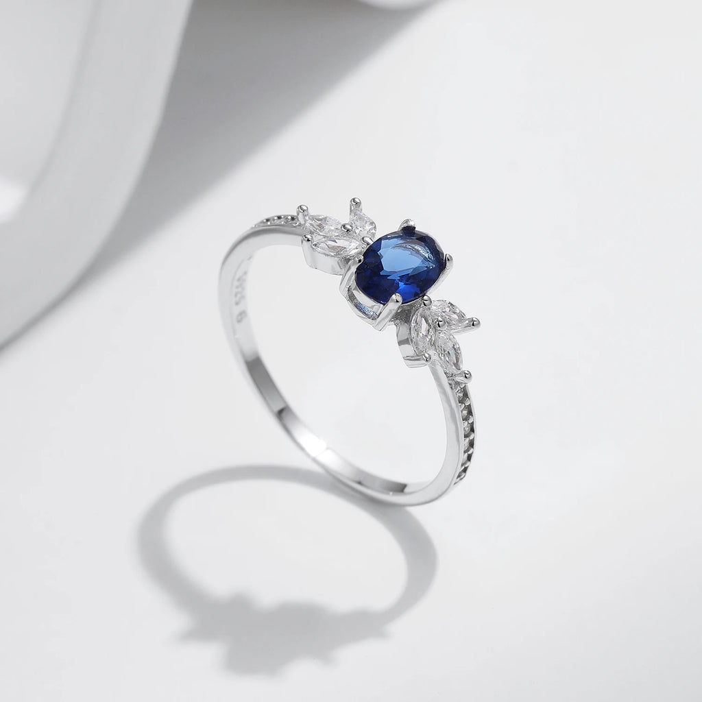 Classic Oval Royal Blue Cubic Zirconia Ring