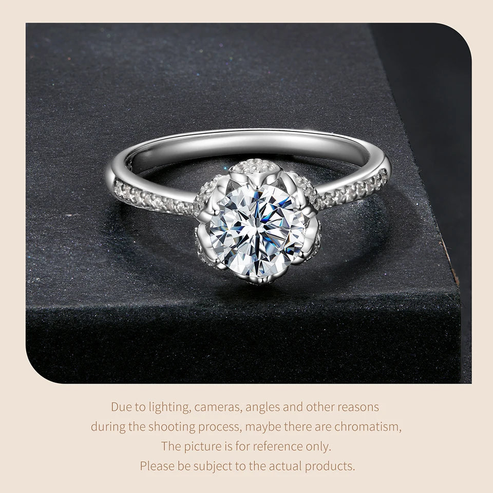 1CT Moissanite Flower Bud Ring.