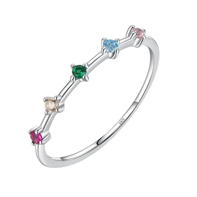 Rainbow ring with Cubic Zirconia.