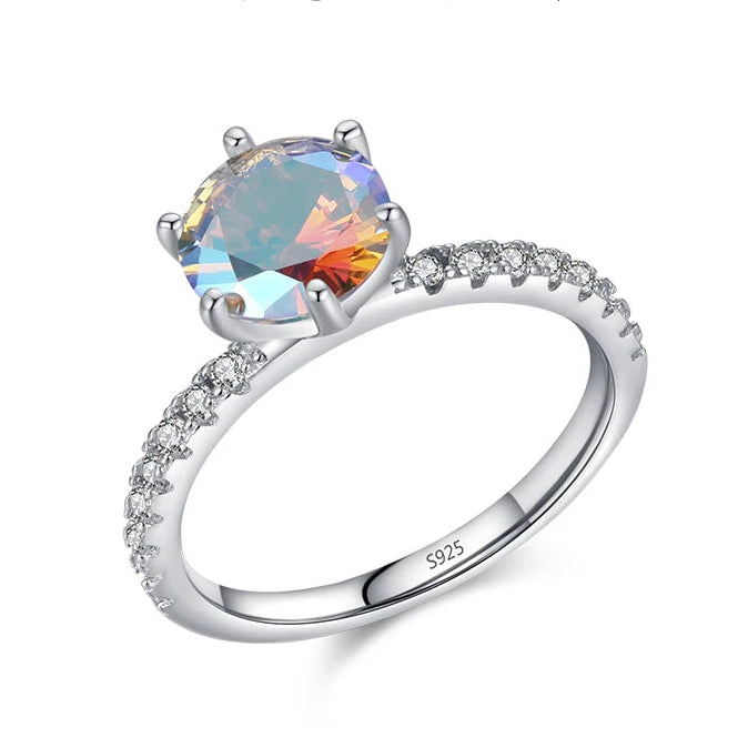 Color Geometric Heart Cubic Zirconia Cocktail Rings.