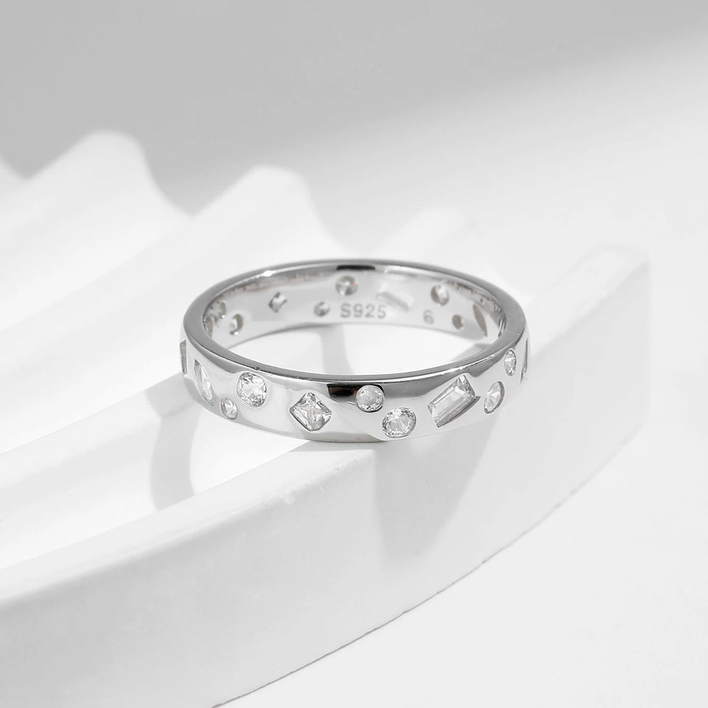 Geometric Dazzling CZ Ring.