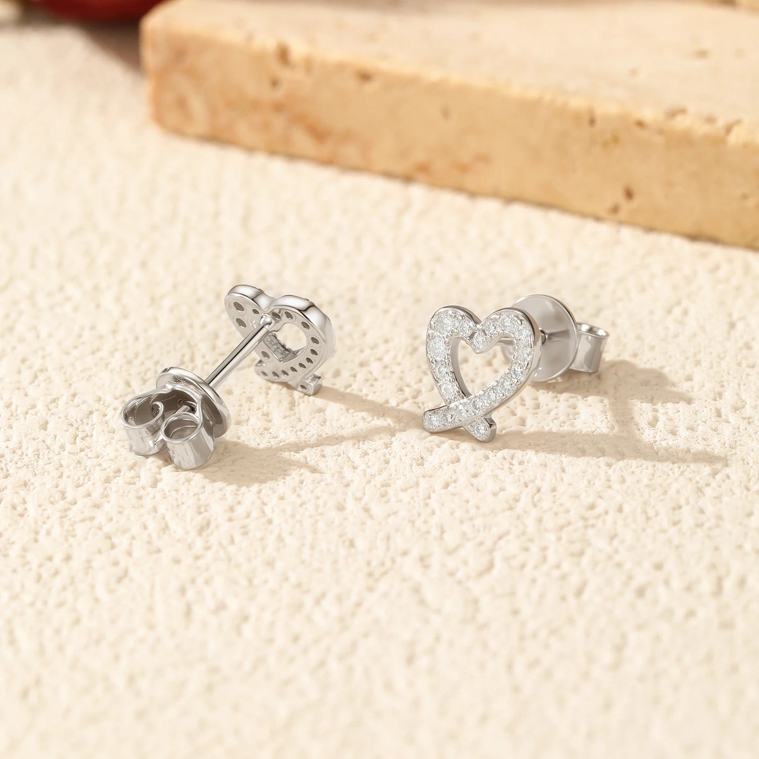 Heart Moissanite Stud Earrings