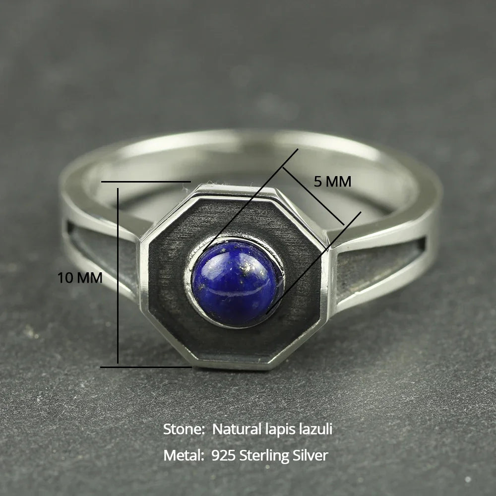 Lapis Lazuli Stone Hexagon Shaped Elegant Jewelry Ring