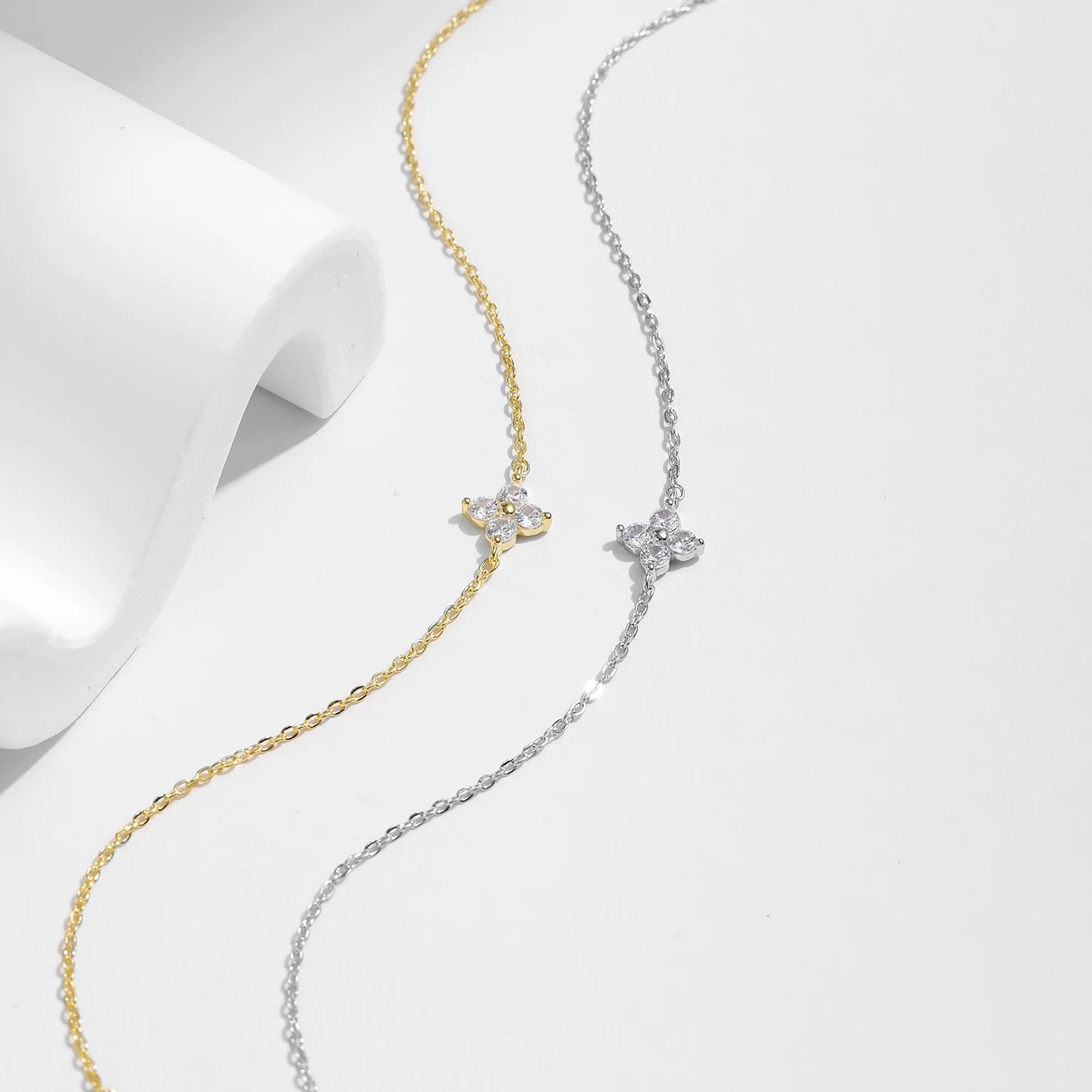 Beautiful Stackable Four Leaf Clover CZ Bracelet.