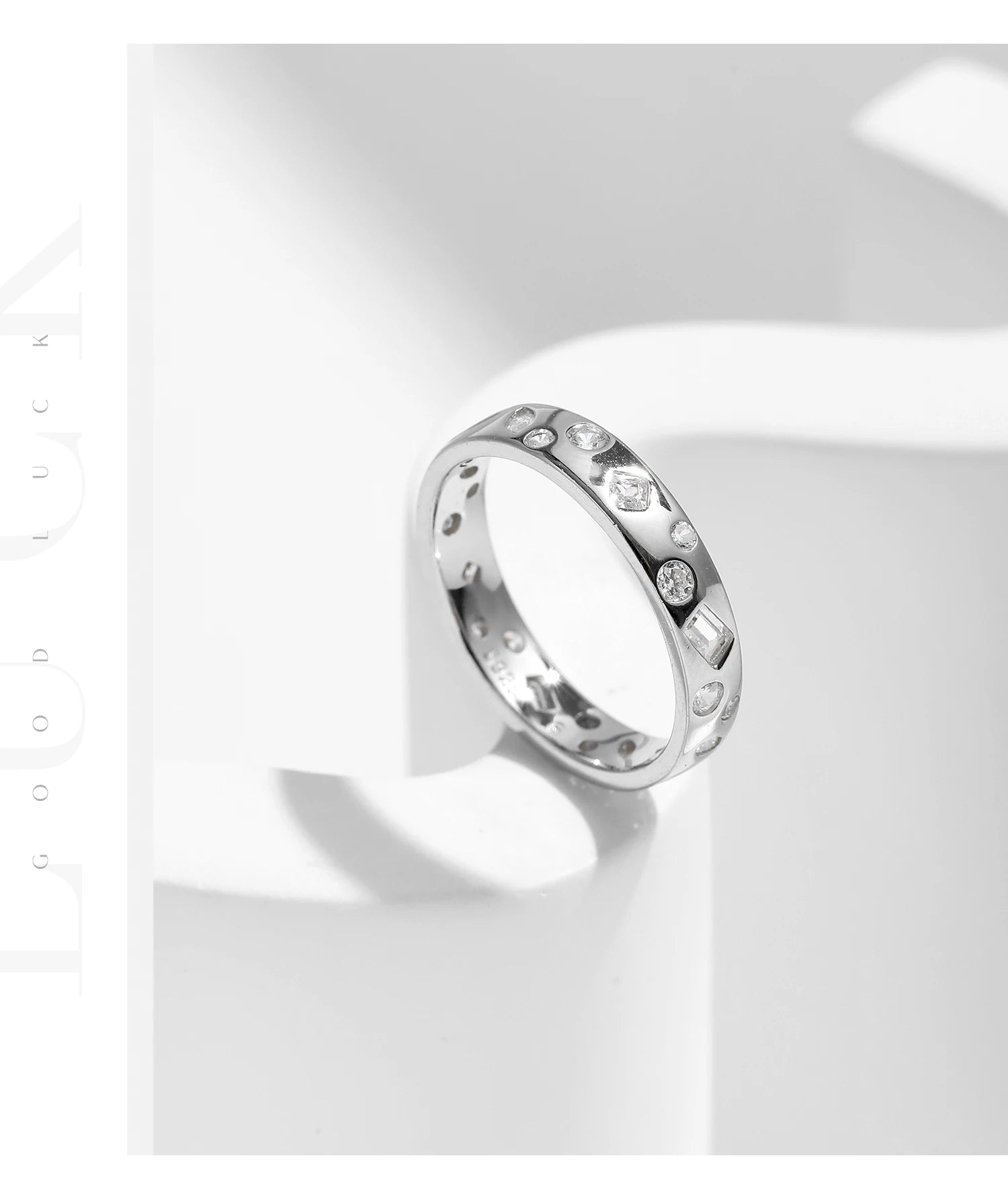 Geometric Dazzling CZ Ring.