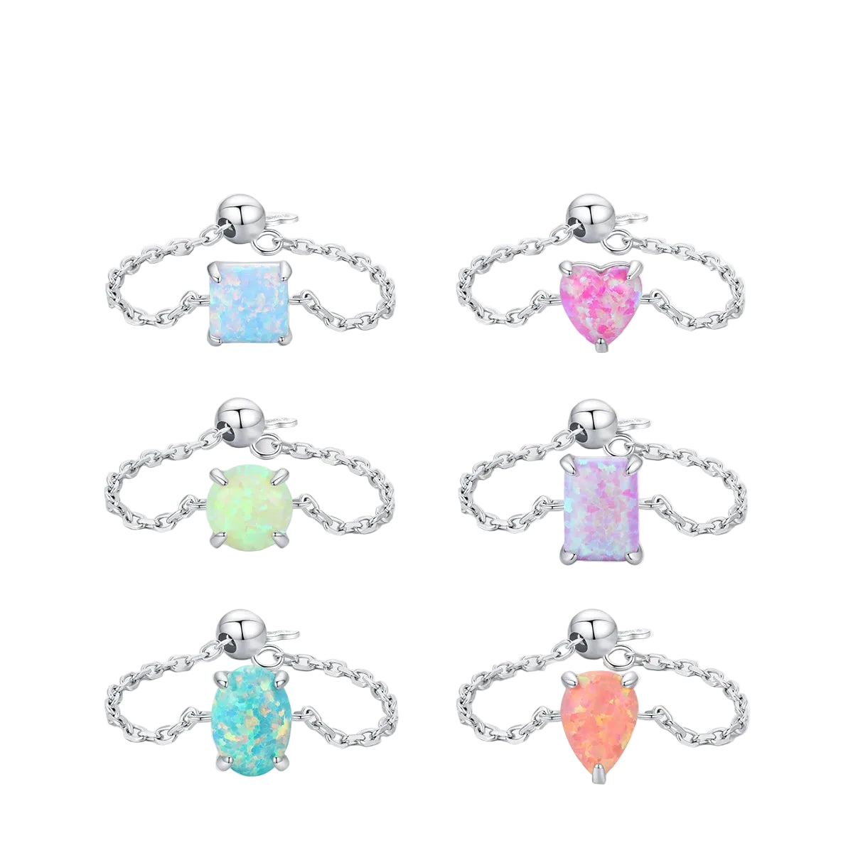 Set of silver earrings with colorful gemstones on a white background, featuring the brand 'hathor.