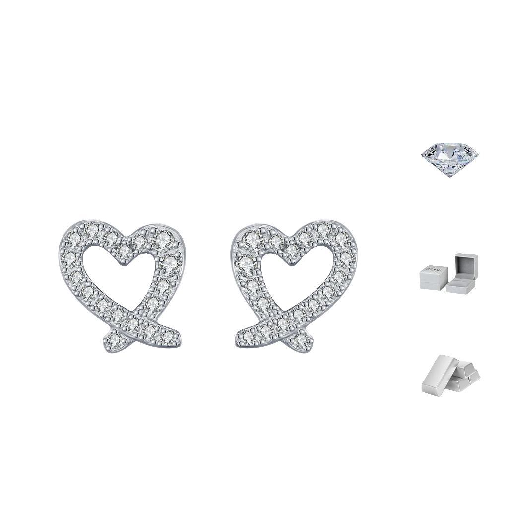 Heart Moissanite Stud Earrings
