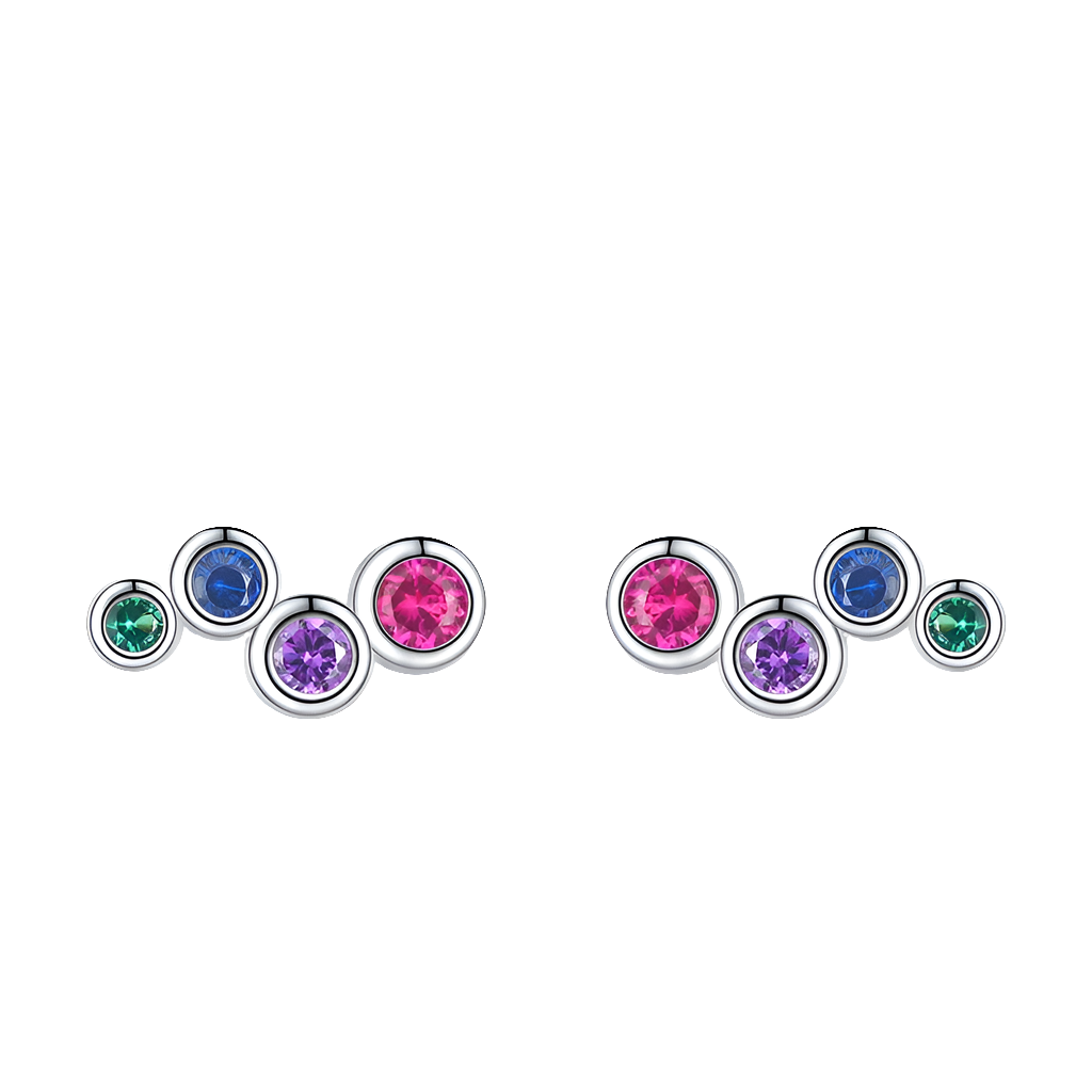 Colorful Cubic Zirconia Tiny Small Bubble Stud Earrings