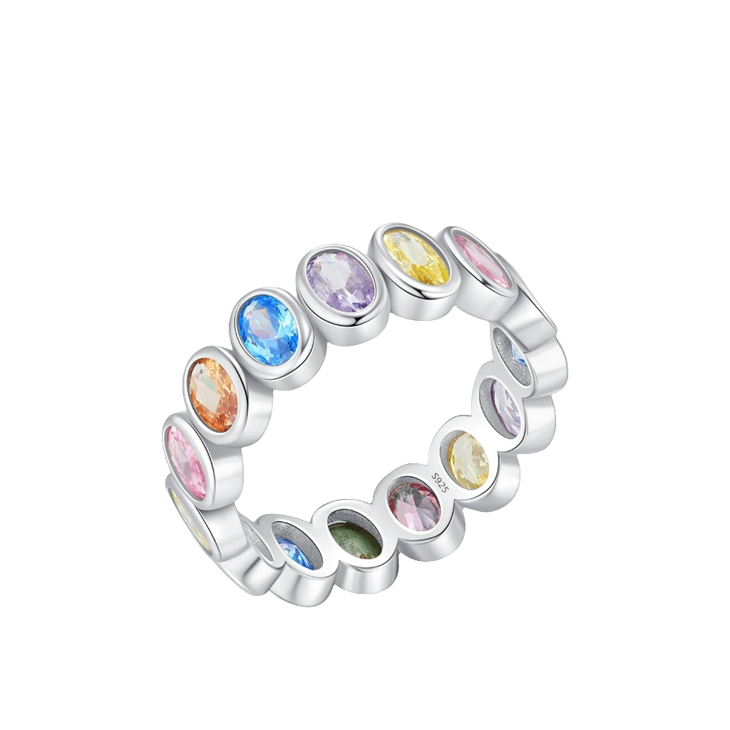 Rainbow Color Cubic Zirconia Rings .