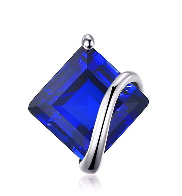 A square-cut royal blue gemstone pendant 